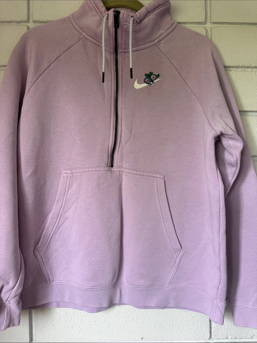 Nike Lavender Half‑Zip Hoodie with Floral Swoosh